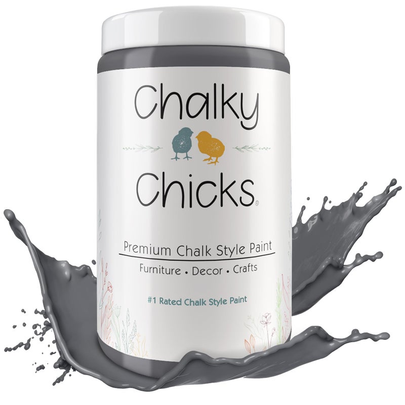 Chalky Chicks All-in-One Chalk Paint for Furniture or Cabinet - 32Fl Oz- Matte Finish Nailed It (Blueish Gray) for Metal, Wood Furniture Paint - No Sanding All-in-One for Home Decor & Crafts, USA Made - Image 1